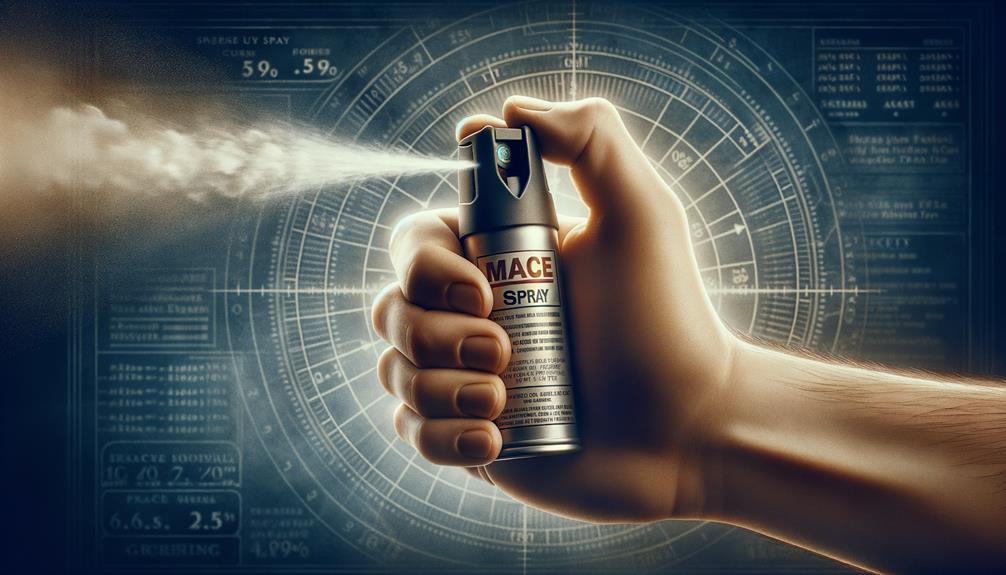 Hand holding a can of mace spraying in the air