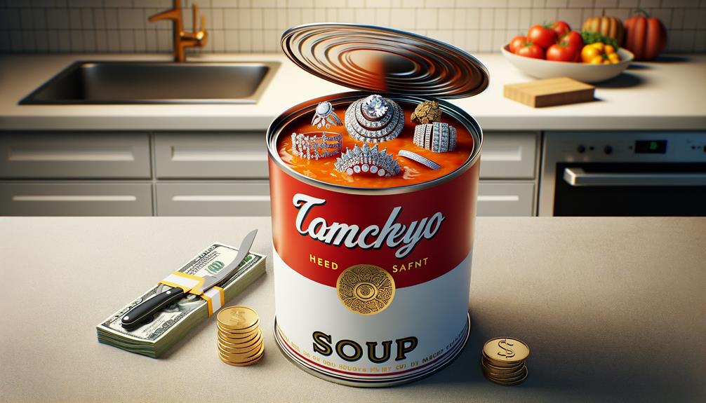 Soup can diversion safe on top of a table