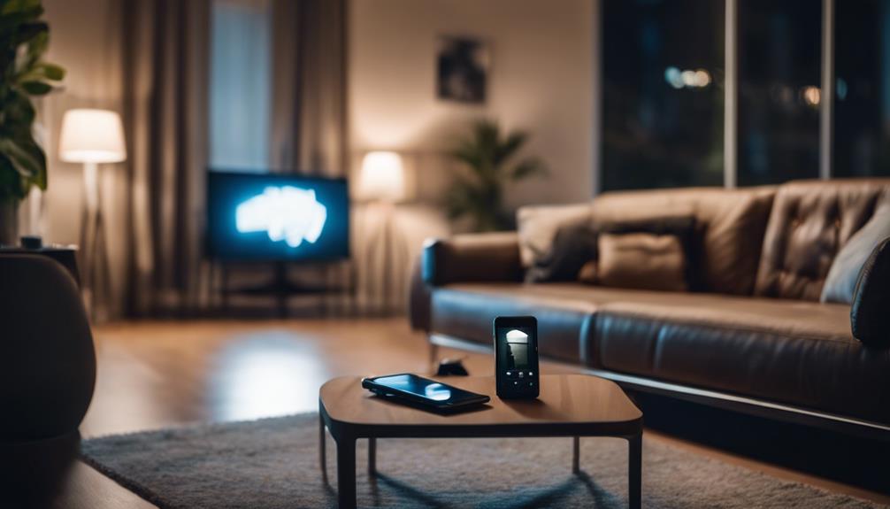 Motion activated alarm in a living room