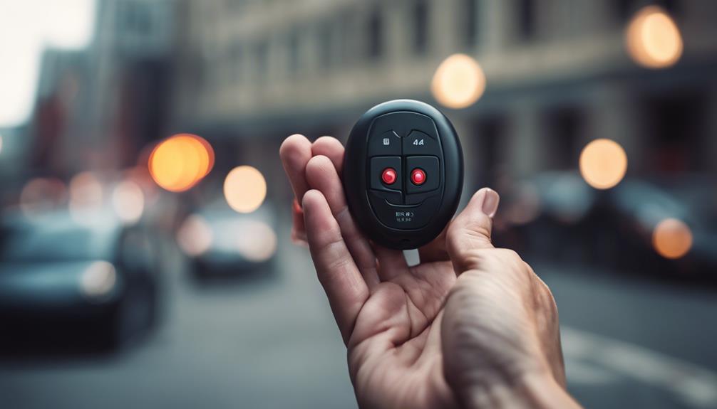 Hand holding one of the best personal alarms out in the street