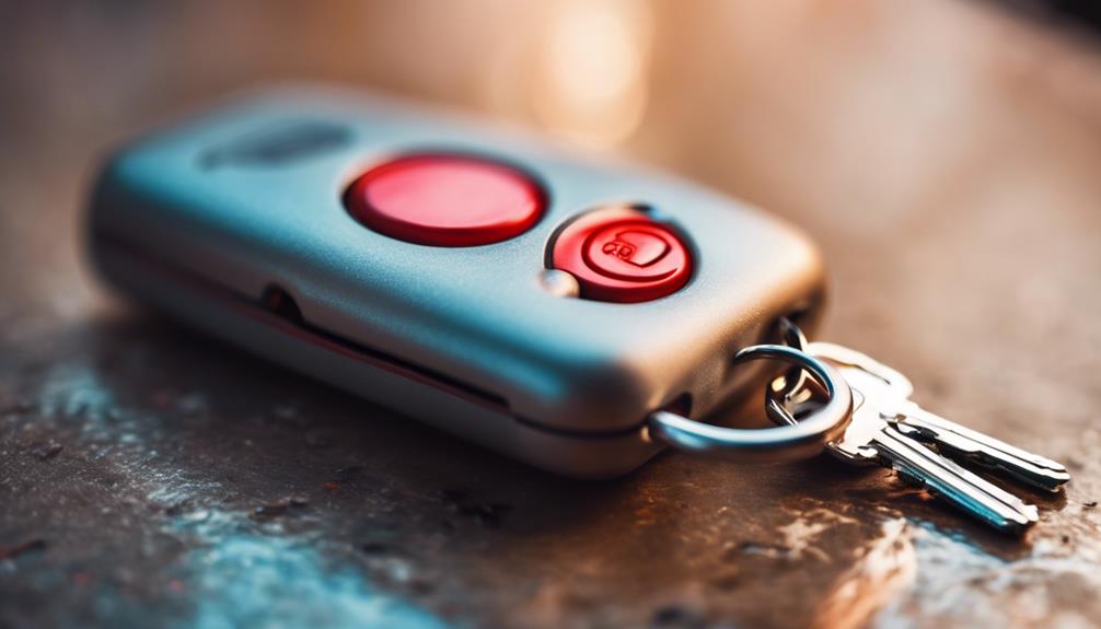 Personal Keychain Alarm with red buttons and light