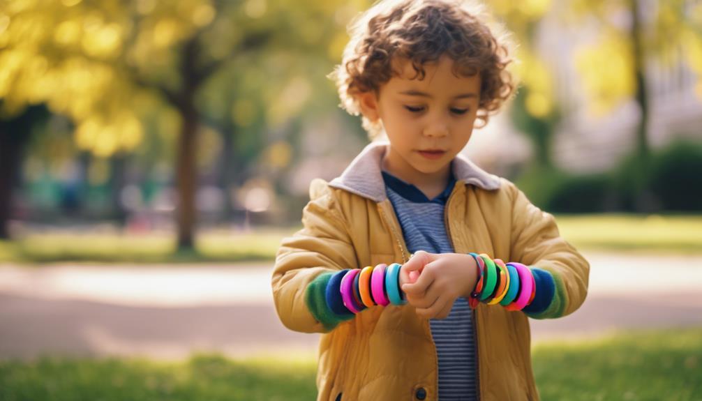 Small kid outside holding a personal alarm for protection