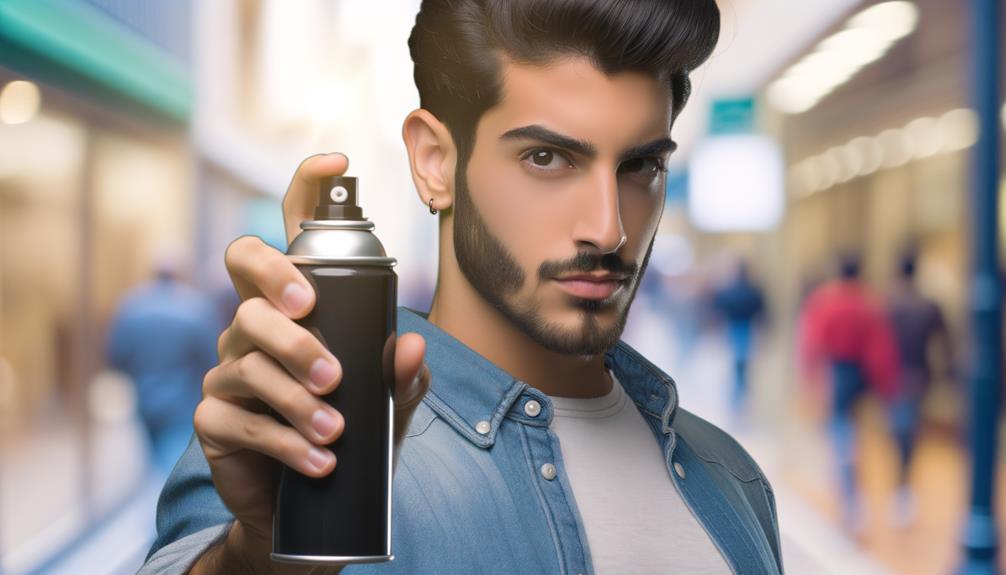 Man holding a can of mace spray outside