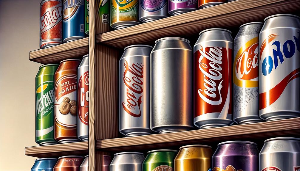 Several soda can diversion safes in a shelve