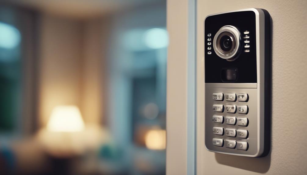 A home security system on the wall inside a home