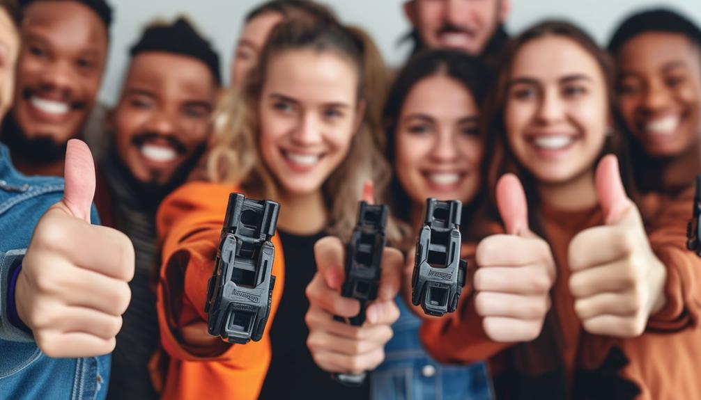 Women holding stun guns for protection