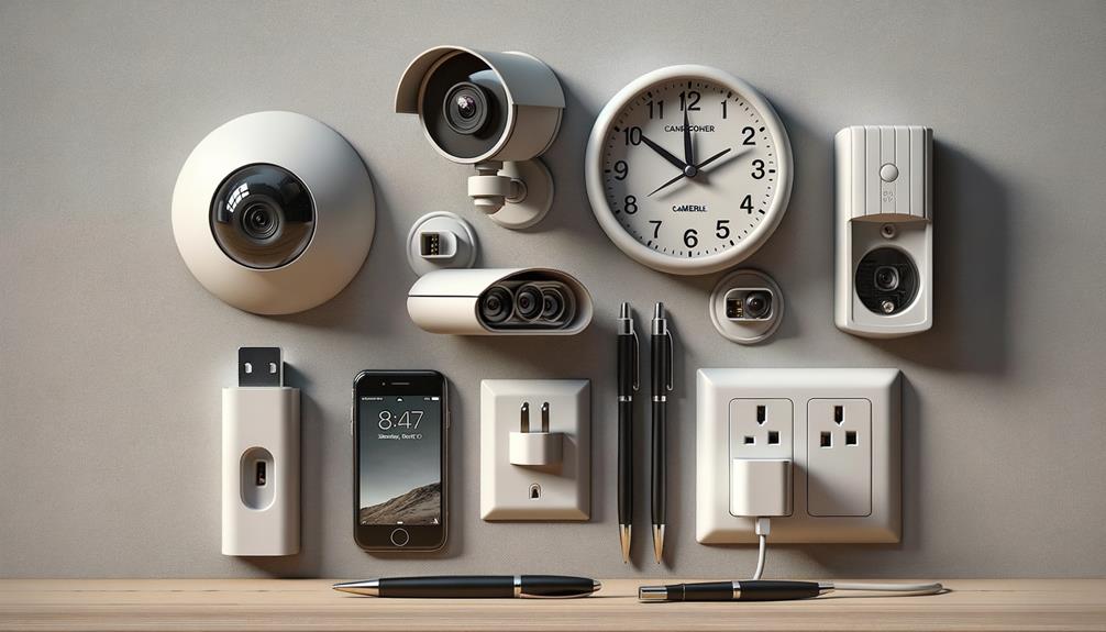 Several home security monitoring devices on top of a table and on the wall