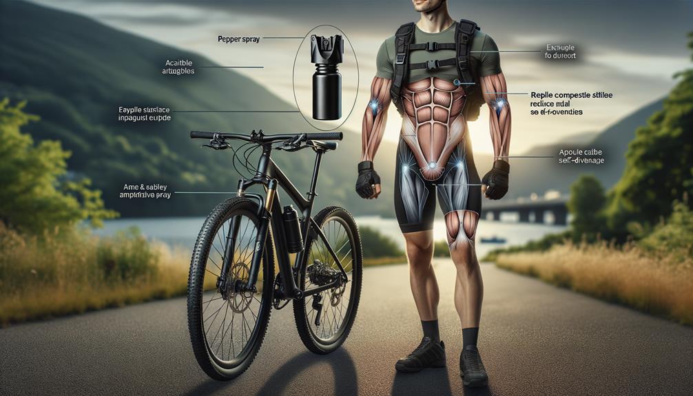 Robotic man next to a bicycle with pepper spray