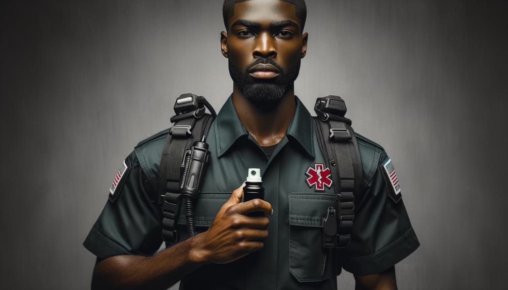 Police officer holding a can of pepper spray