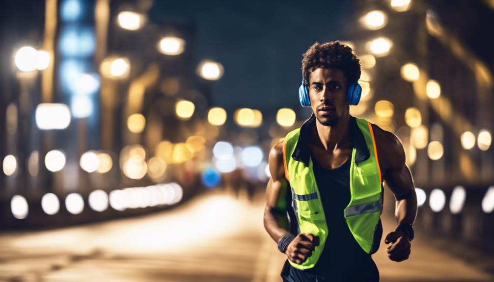 A man running outside at night with pepper spray