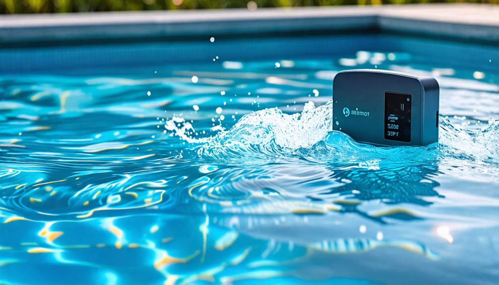 Pool surface wave sensor inside a pool