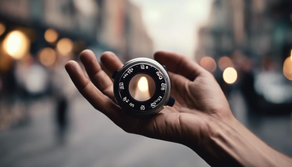 A man holding a personal alarm on his hand.