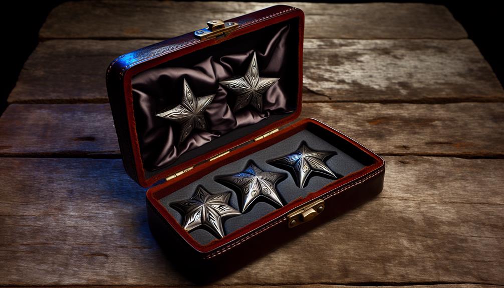 A wooden box full of throwing stars