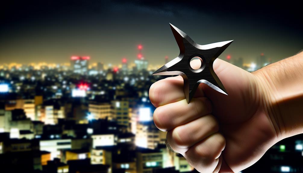 A hand holding a throwing star