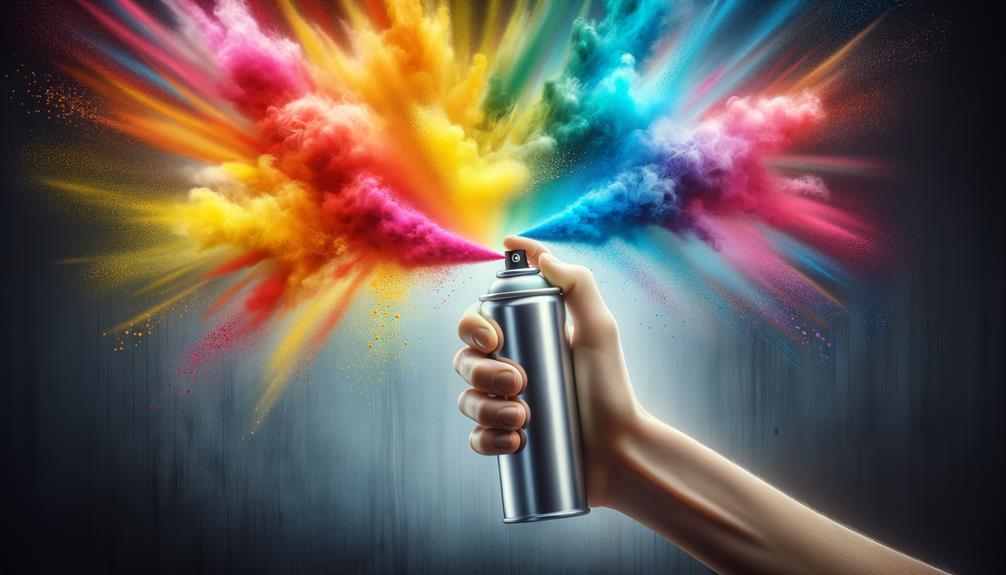 A Can Of Mace Spray With Dye Is Being Discharge Showing Different Spray Colors