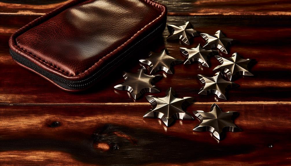 Throwing stars next to an storage case