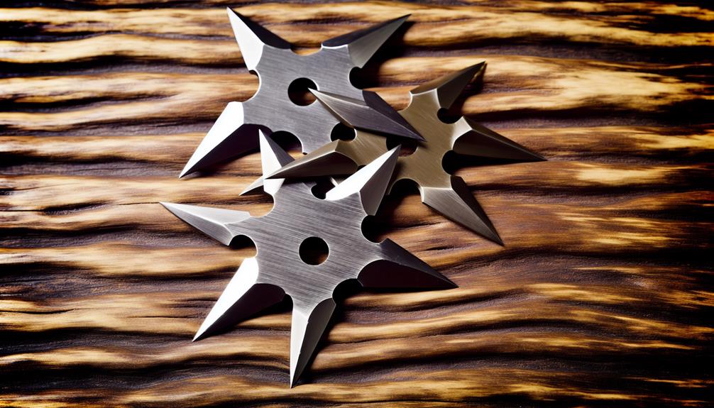 Several throwing stars on top of a table