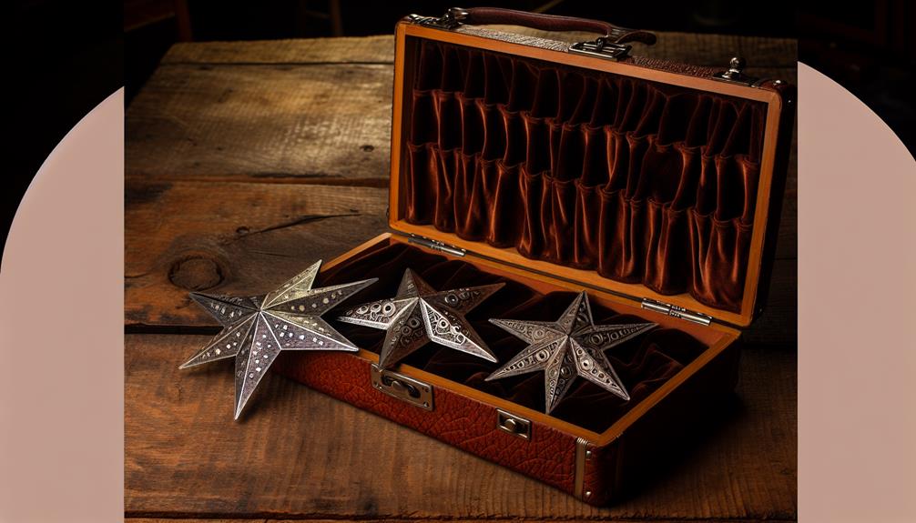 Throwing stars inside a wooden box