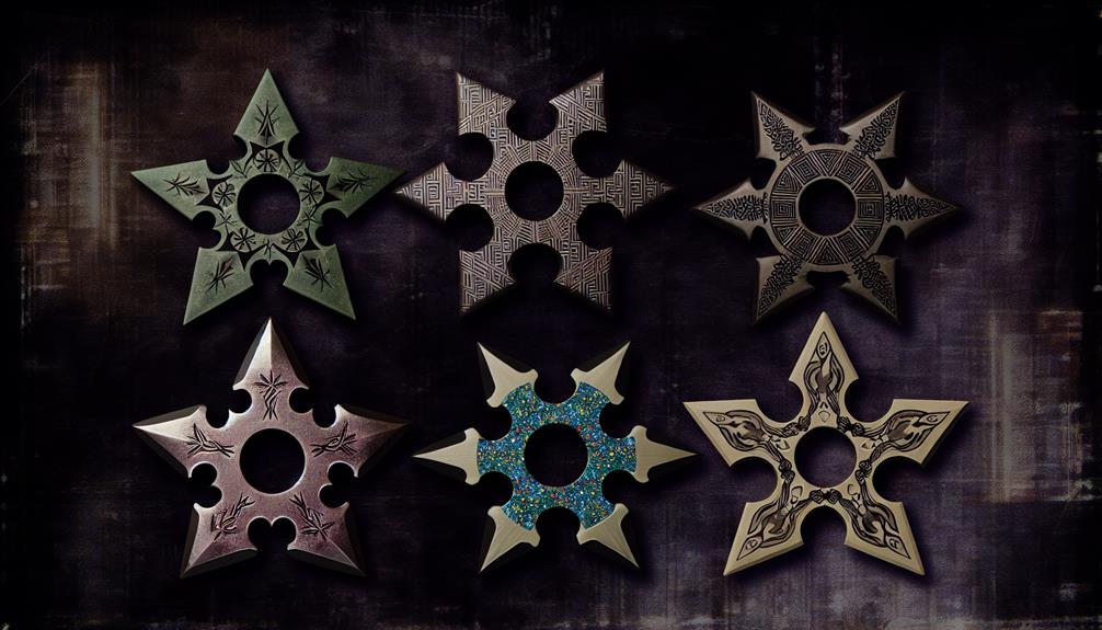 Image of various throwing stars with unique designs