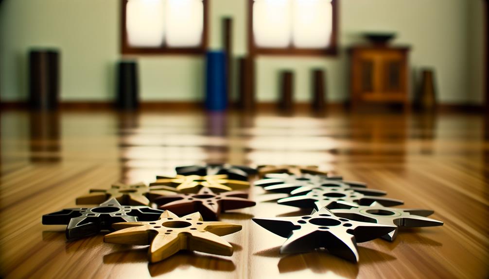 Several throwing stars on the floor