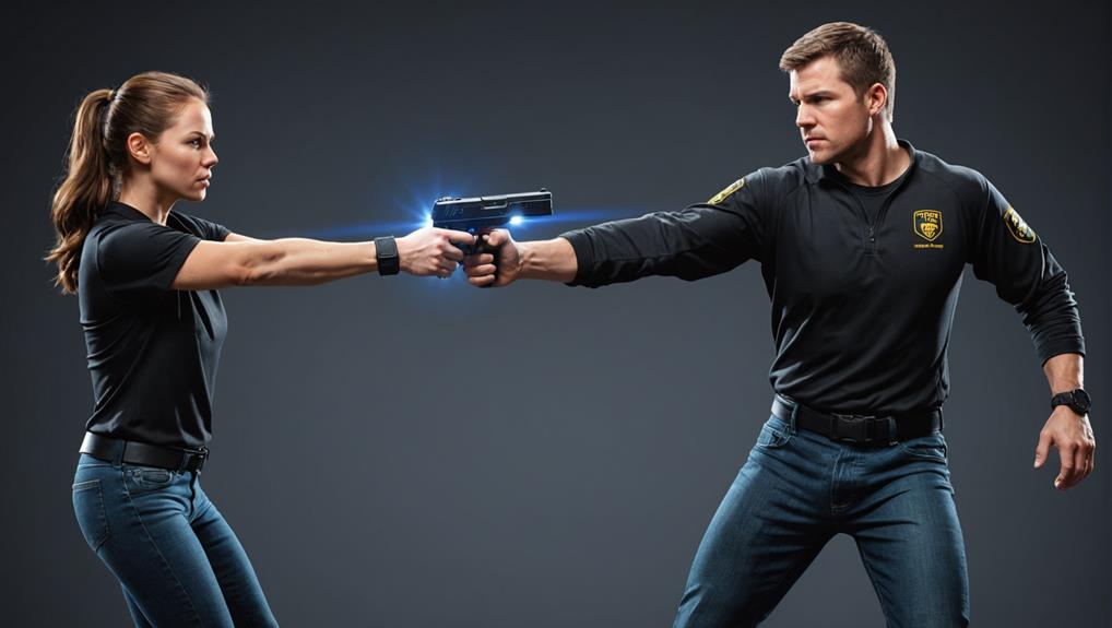 Tasers And Stun Guns Are Used In This Image Of Two People Attacking Each Other