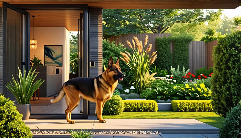 A Dog Standing At The Back Door Of A Home