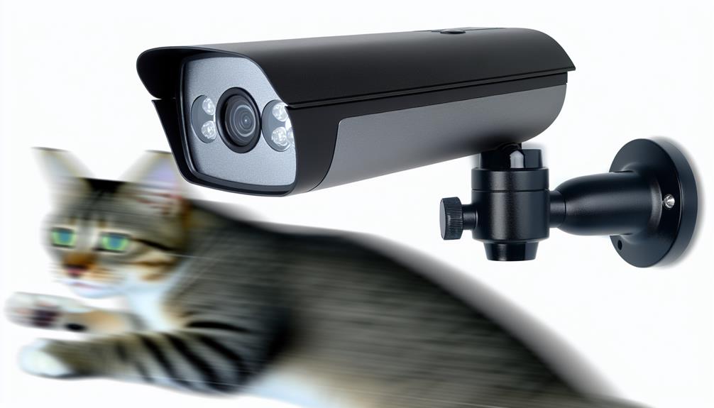 A Motion Detection Camera With A Cat Laying Underneath