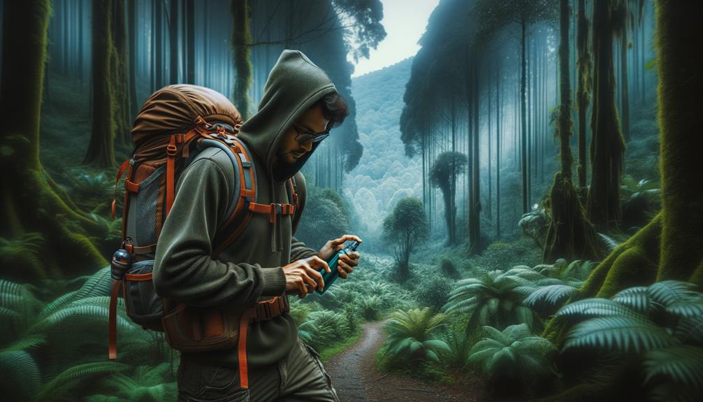 A Man Is Holding A Can Of Pepper Spray Outside In The Woods