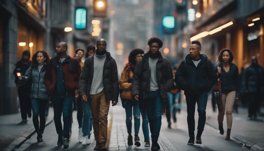 Several Individuals Walking Along In The Street With Personal Alarms On Hand