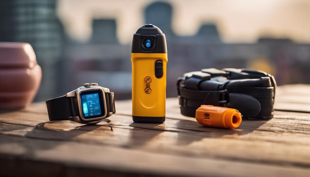 Several Personal Alarms On Top Of A Table