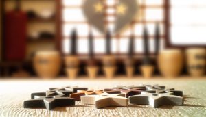 Several Throwing Stars On Top Of A Table