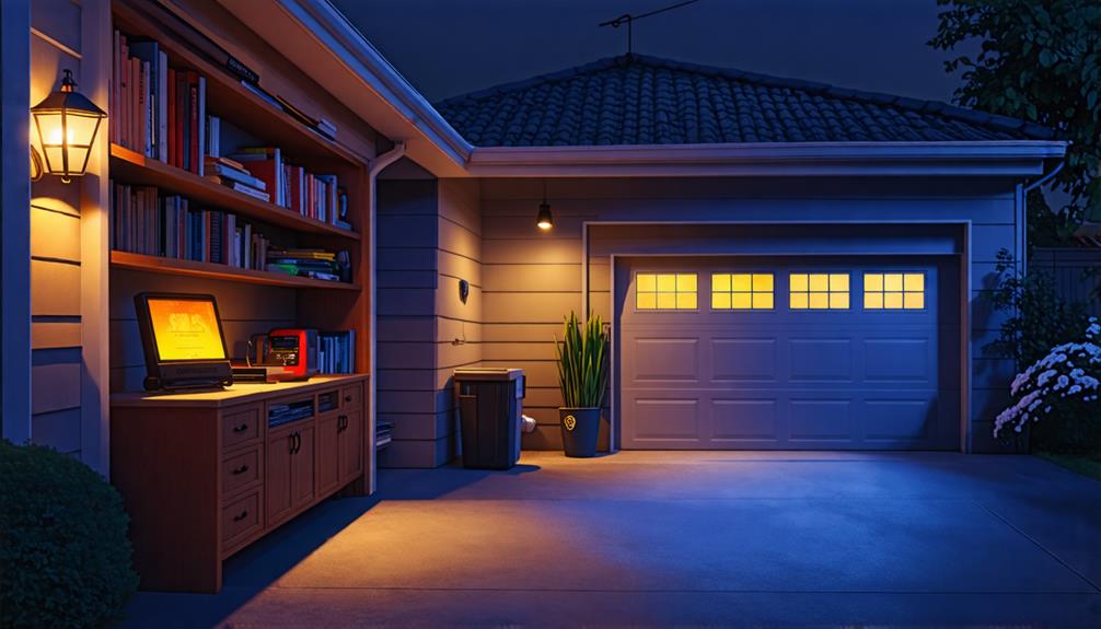 A View Of A Garage Door With Barking Dog Alarm Monitoring The Property