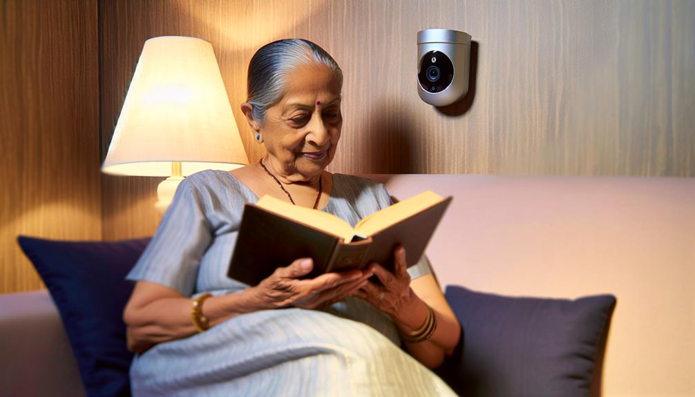 A Motion Detection Camera Monitoring A Woman Reading A Book In Her Room