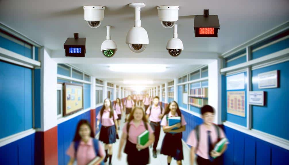 Several Motion Detection Cameras Monitoring Students