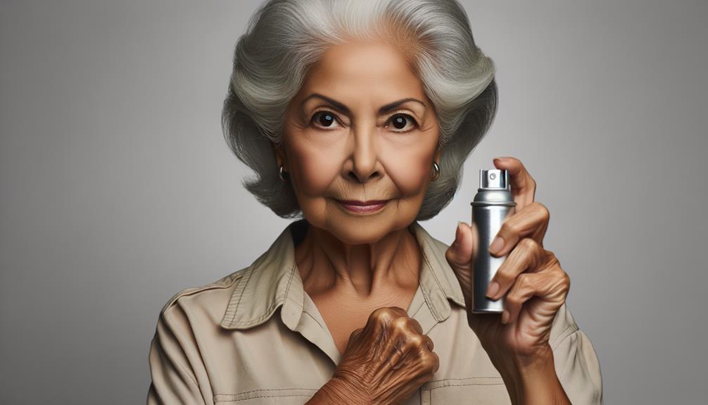 An Elderly Woman Holding A Pepper Spray In Her Hand