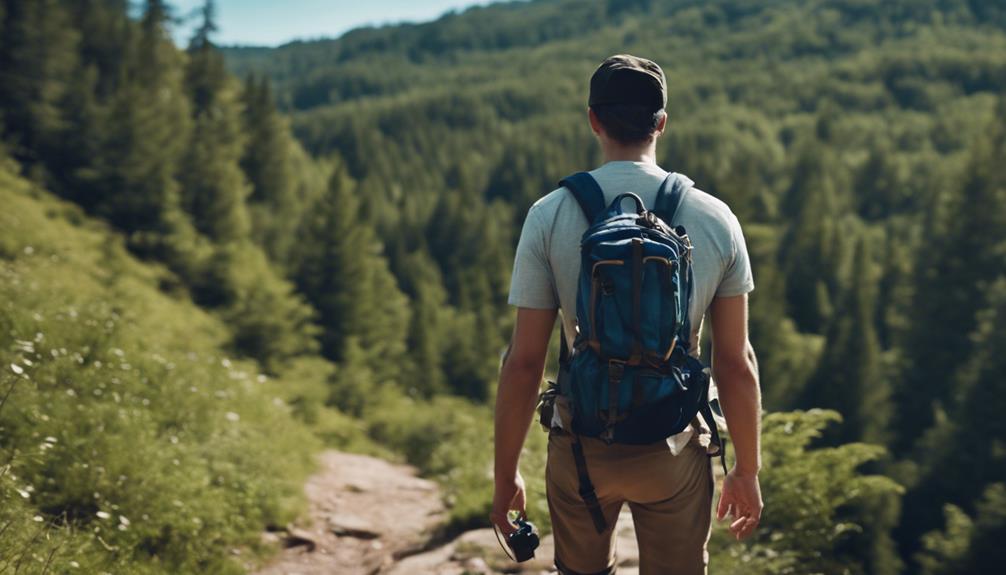 A Man Hiking In The Mountain With A Personal Alarm On Hand