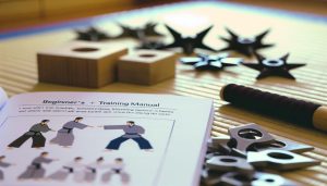 Throwing Stars Next To A Training Guide On Top Of A Table