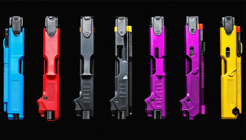 Several Stun Guns Different Colors