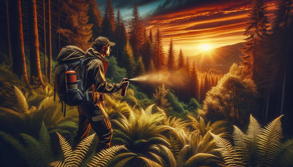 Man Using Mace Spray While Hiking