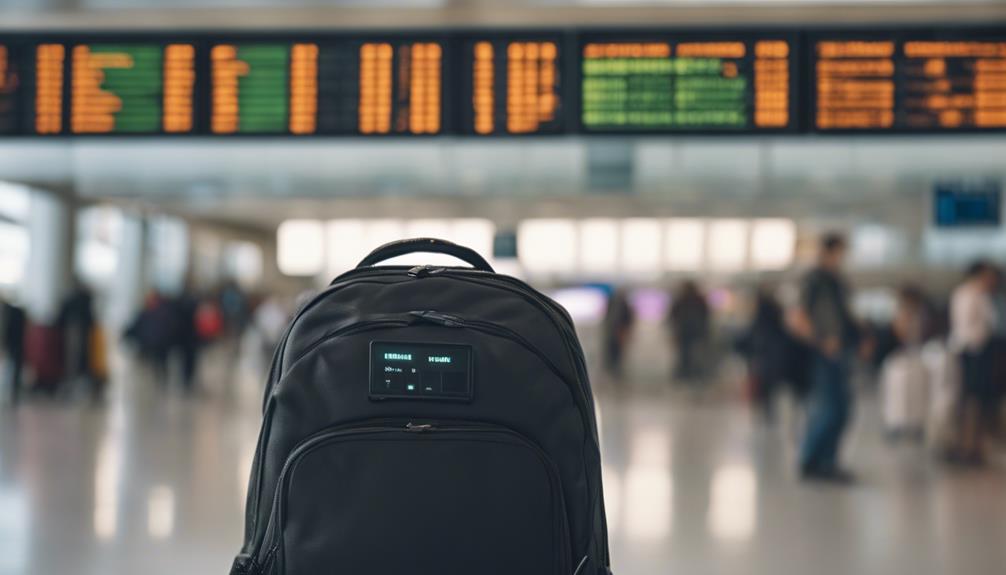 A Backpack Sitting At The Airport With A Personal Alarm