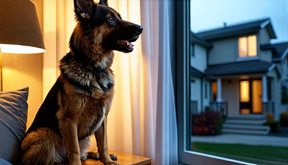 Dog sitting by a window