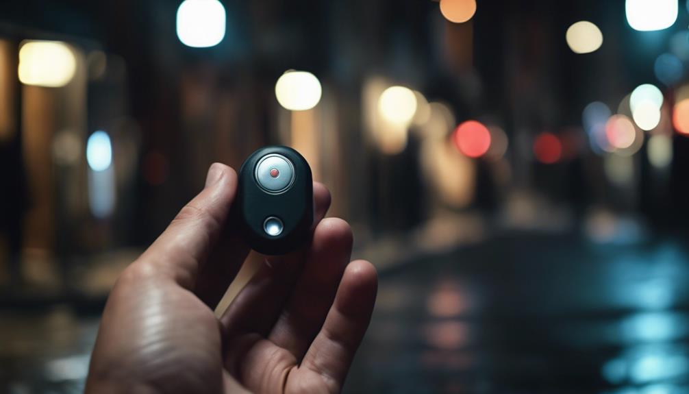 Man Holding A Personal Security Alarm Outside