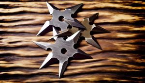 Shuriken on wood