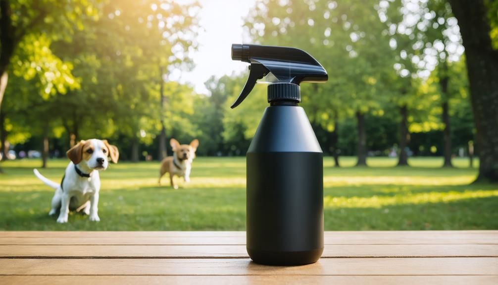 Dog spray on top of table