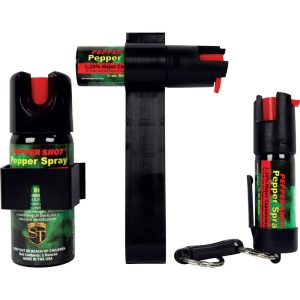 Pepper Shot Tri-Pack – Keychain, 2 oz & Wall Mount Spray