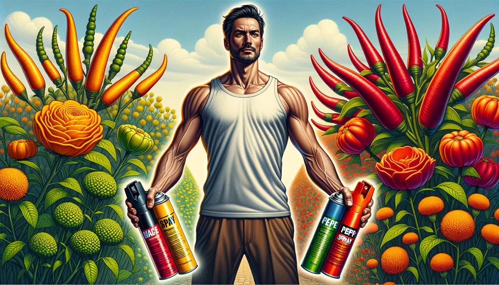 Mace_spray_vs_pepper_spray | Brainstorm Security Shop Man holding a pepper and mace spray cans