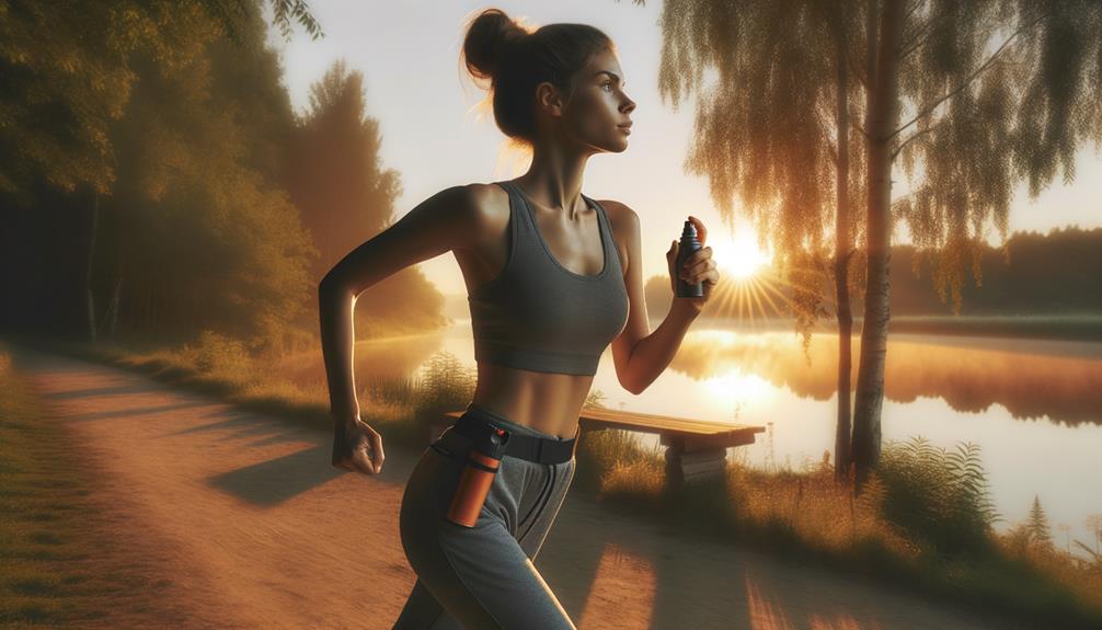 Woman Jogging With Pepper Spray
