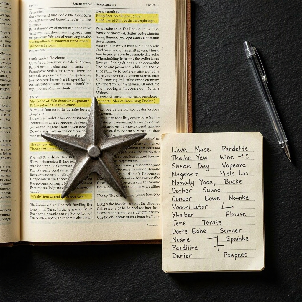 Throwing Star On Top Of A Book