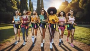 Women running with personal alarms