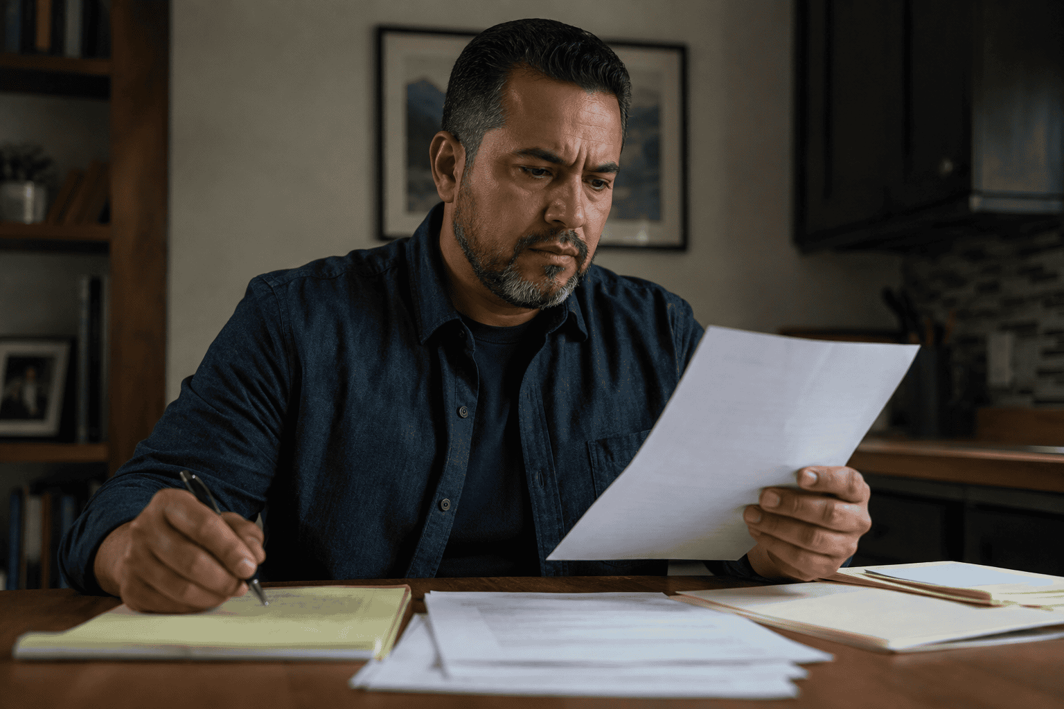 Man looking at legal documents